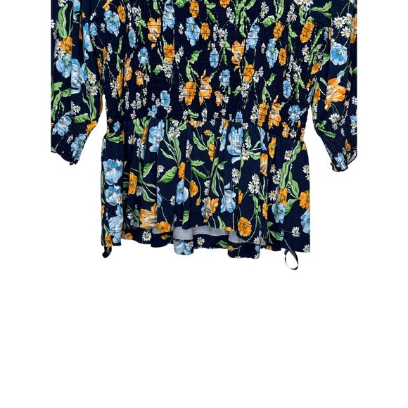 Draper James Women's Top Poplin Cropped Smocked Floral Stretch Square Neck Small - Picture 9 of 10